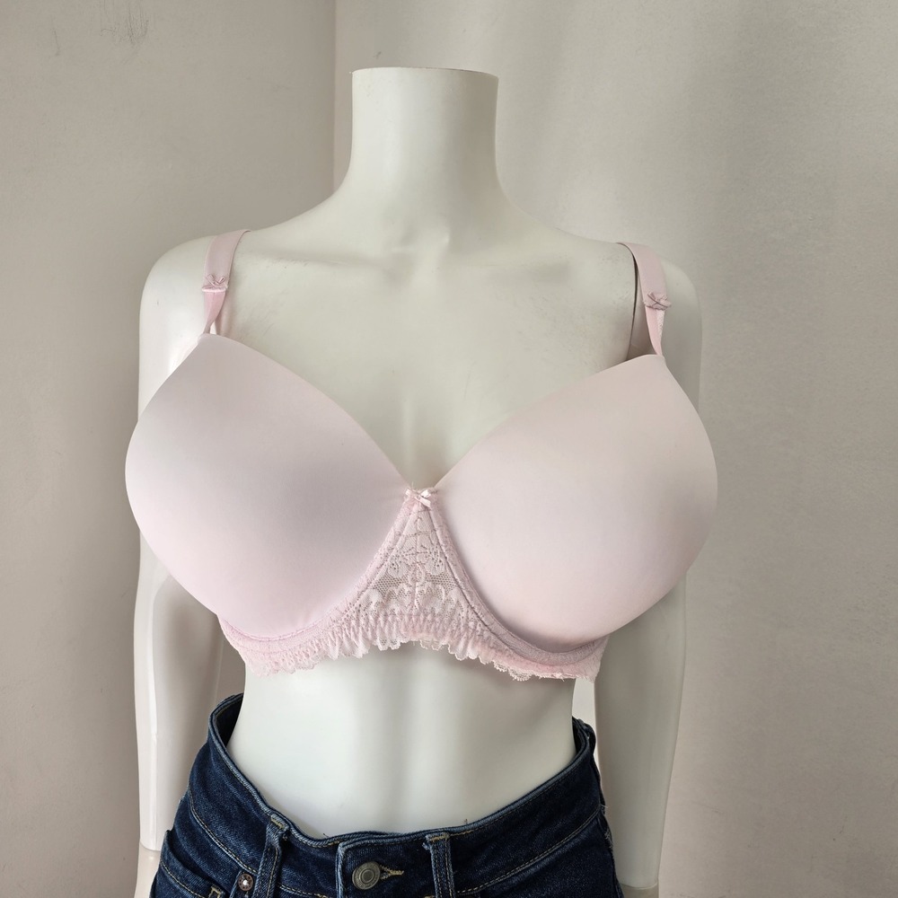 PINK Victoria's Secret Balconette Push Up Bra Womens 42DDD Pink Floral Lace